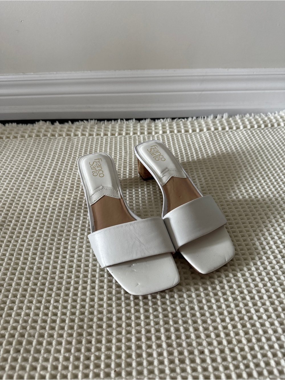 Franco Sarto White Leather Cruella Sandal